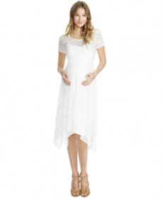 Jessica Simpson Lace Handkerchief-Hem Dress