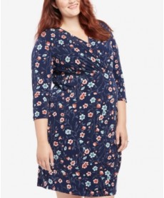 Motherhood Maternity Plus Size Printed Faux-Wrap Dress