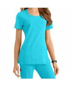 Dickies Xtreme Stretch mock-wrap scrub top - Icy Turquoise 