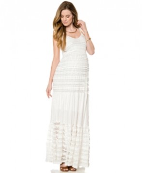 A Pea In The Pod Maternity Lace Tiered Maxi Dress