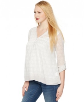 A Pea in the Pod Maternity Blouse, Convertible Sleeve Pleated