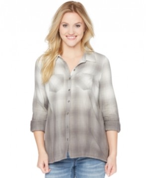 Wendy Bellissimo Maternity Ombre-Plaid Shirt