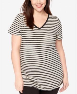 Motherhood Maternity Plus Size Striped Ruched Tee