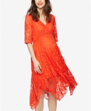 Taylor Maternity Lace Handkerchief-Hem Dress