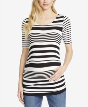 Jessica Simpson Maternity Striped Elbow-Sleeve Top