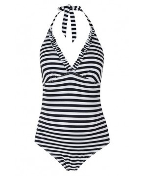 Topshop Stripe Frill One-Piece Maternity Swimsuit - Black