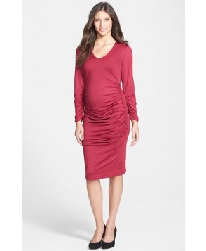Eva Alexander London Ruched Maternity Midi Dress, - - Pink