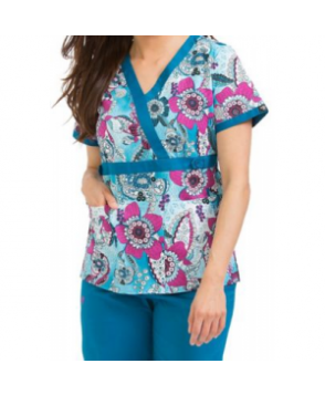 Med Couture Good Vibes crossover print scrub top - Good Vibes 