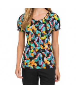 Med Couture Burst of Color peasant print scrub top - Burst Of Color 