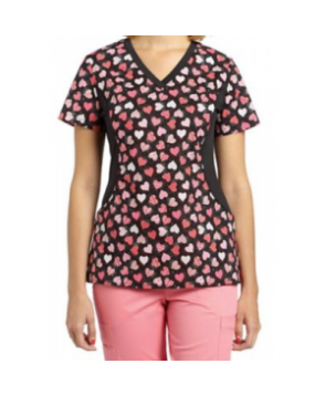 White Cross Forever Hearts print scrub top - Forever Hearts 