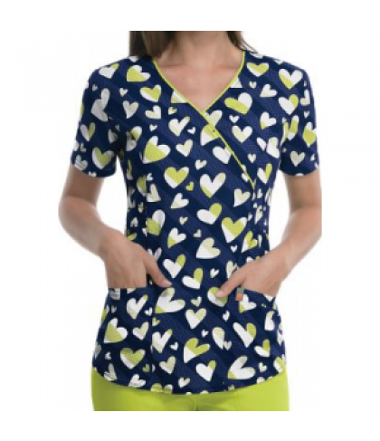 Code Happy Love to Smile print scrub top with Certainty - Love To Smile - XL