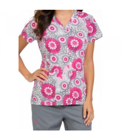 Med Couture Valerie Right On Cue v-neck print scrub top - Right On Cue - M
